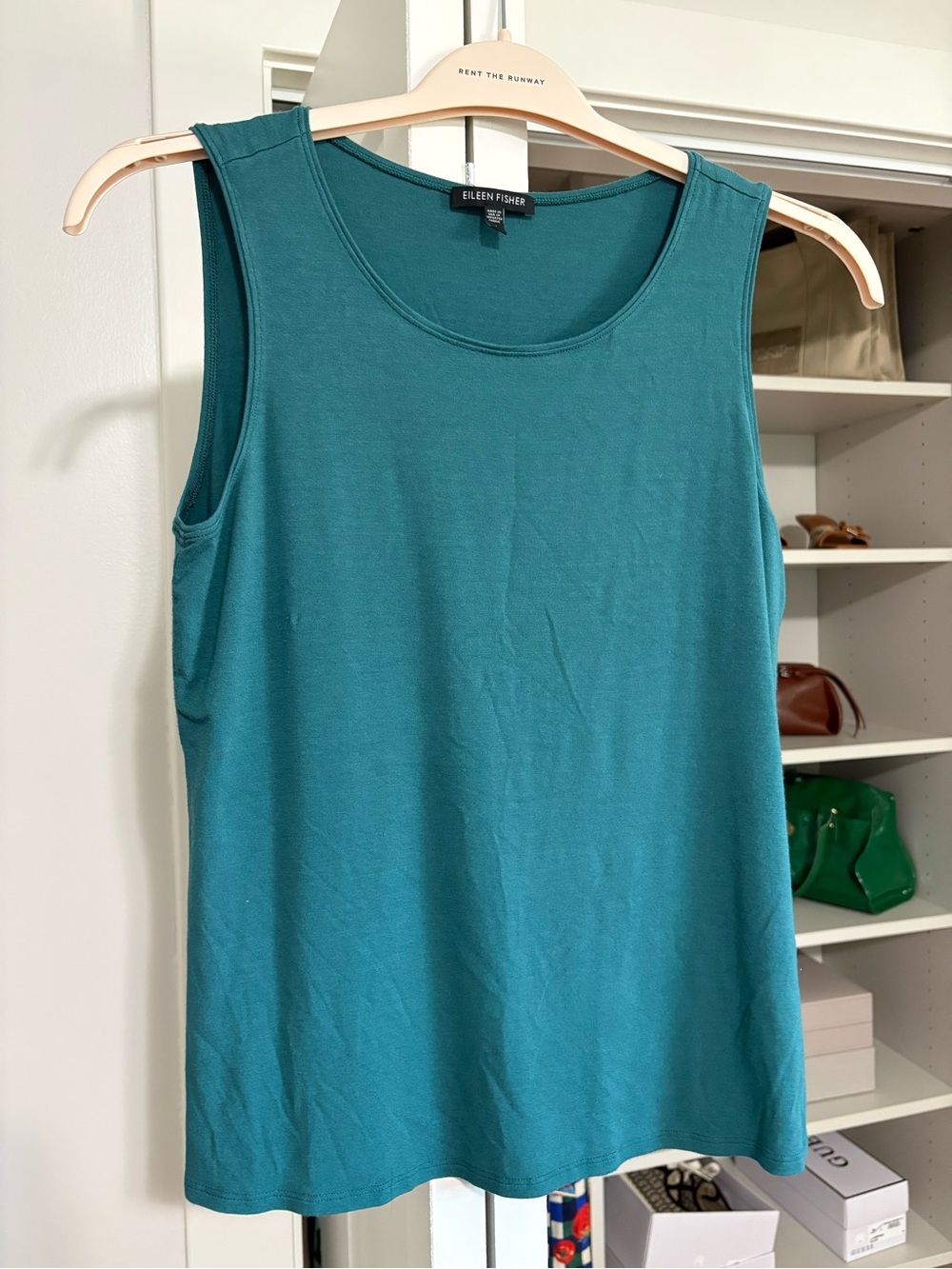 EILEEN FISHER Teal Crewneck Sleeveless Tank